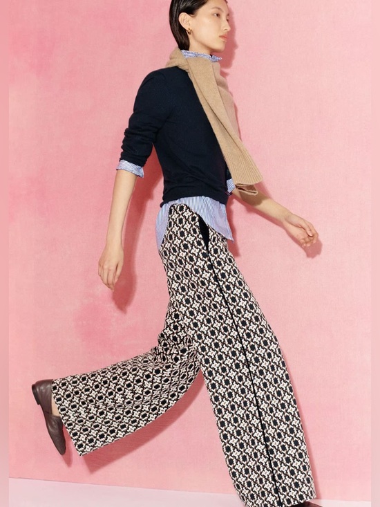 ME+EM Pants - ME + EM Graphic Jacquard Wide Leg Trouser